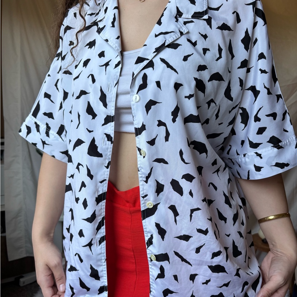 Black and White Patterned Button-Up Shirt